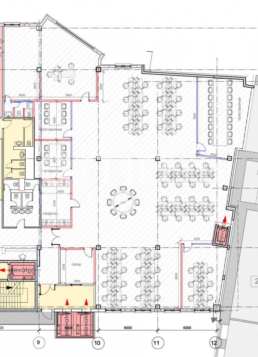 Планировка офиса 542 м², 2 этаж, БЦ «Моховая, фаза 1»
